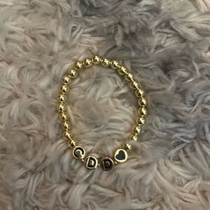 CDD Gold Beaded Bracelet with Heart